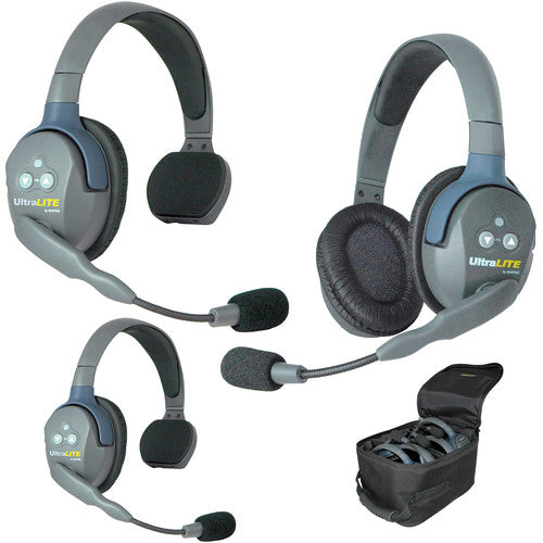 Eartec UltraLITE 3-Person Headset System with Batteries, Charger & Case EAUL321