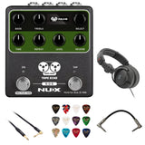 NUX NDD-7 TAPE ECHO Delay Effects Pedal Bundle with Polsen HPC-A30-MK2 Studio Monitor Headphones, Kopul 10' Instrument Cable, Patch Cable Right Angle, and Fender 12-Pack Picks