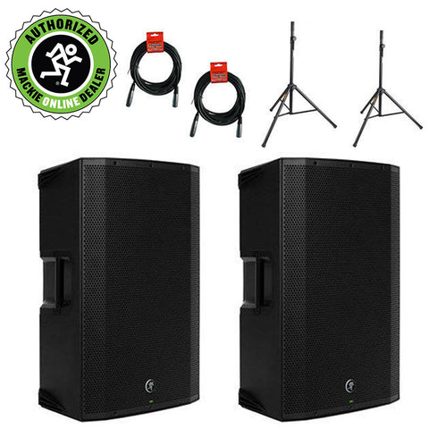 Mackie Thump12BST Boosted -1300W 12" Advanced Powered Loudspeaker (Duo) with (2) SS-4420 Steel Speaker Stand and (2) XLR-XLR Cable