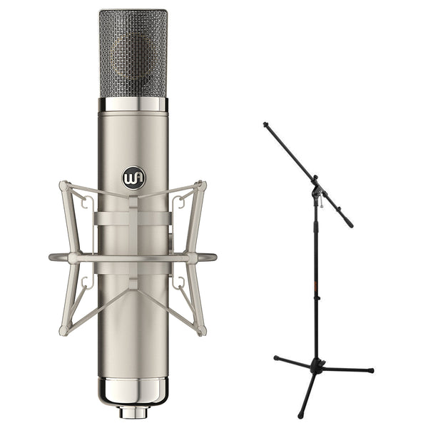 Warm Audio WA-CX12 Large-Diaphragm 9-Pattern Tube Condenser Microphone Bundle with Auray MS-5230F Tripod Mic Stand with Fixed Boom