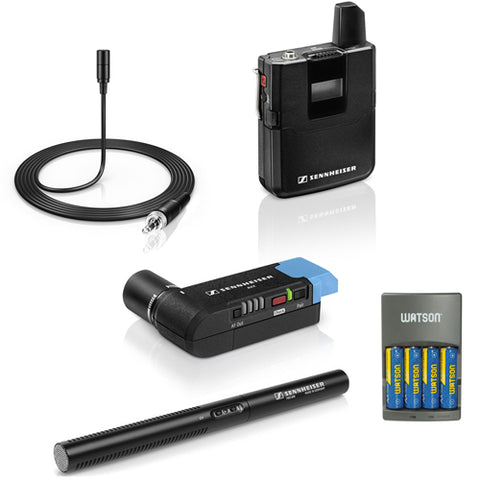 Sennheiser AVX Camera-Mountable Lavalier Pro Digital Wireless Set (MKE2 Lavalier) with Sennheiser MKE 600 Shotgun Microphone and 4-Hour Rapid Charger (2300mAh)