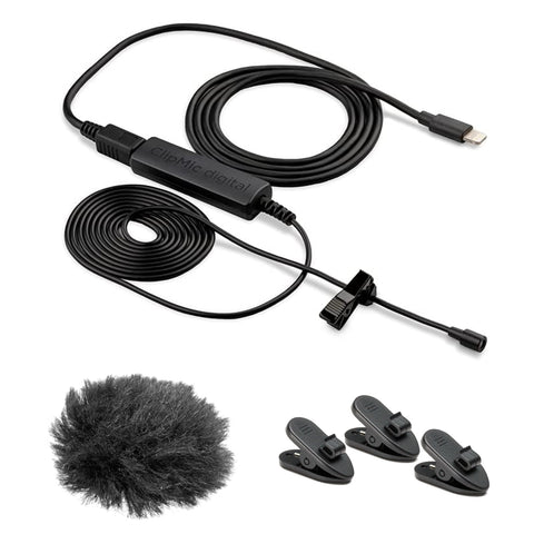 Apogee Electronics ClipMic digital 2 Lavalier Microphone Bundle with Auray Fuzzy Windbuster and Tie/Lapel Clips (3-Pack)