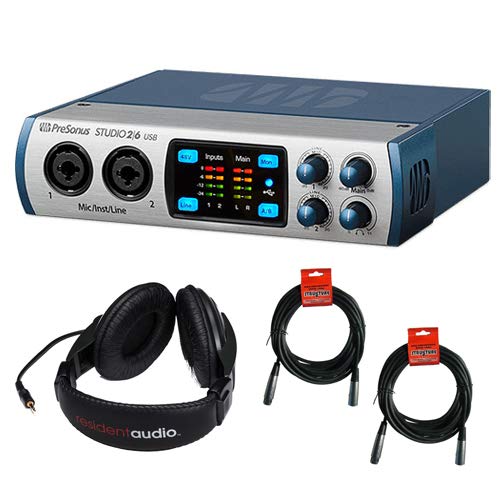 PreSonus Studio 26 - 2x4 192 kHz, USB 2.0 Audio/MIDI Interface with Stereo Headphones and 2x XLR Cable