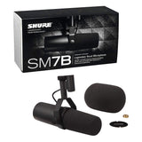 Shure SM7B Cardioid Dynamic Vocal Microphone with Two-Section Broadcast Arm, XLR Cable & 10-Pack Straps Bundle