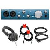 PreSonus AudioBox iTwo USB 2.0 Recording Interface Bundle with Professional Studio Monitor Headphones, 2x Black 10 ft. MIDI Cable and 2x XLR Cable
