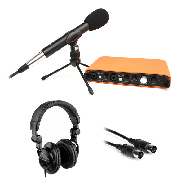 Tascam iXR Trackpack USB Audio/MIDI Interface with Polsen HPC-A30 Monitor Headphones & 10' MIDI Cable Bundle