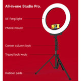 Tzumi ON AIR Ring Light Studio Pro 19" Portable LED Ring Light