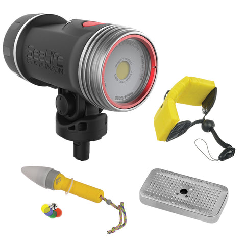 Sealife SL677 Sea Dragon 2000F Photo-Video Dive Light with Floating Wrist Strap, Nano Spotter & Silica Gel Metal Case Bundle