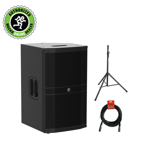 Mackie DRM212 1600W 12" Professional Powered Loudspeaker with Steel Speaker Stand & XLR-XLR Cable Bundle