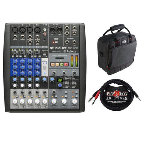 PreSonus StudioLive AR8 USB 8-Channel Hybrid Performance and Recording Mixer with G-MIXERBAG-1212 Mixer/Equipment Bag & PB-S3410 3.5 mm Stereo Breakout Cable, 10 feet Bundle