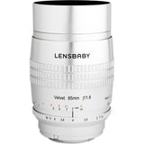 Lensbaby Velvet 85mm f/1.8 Lens for Nikon F (Silver)