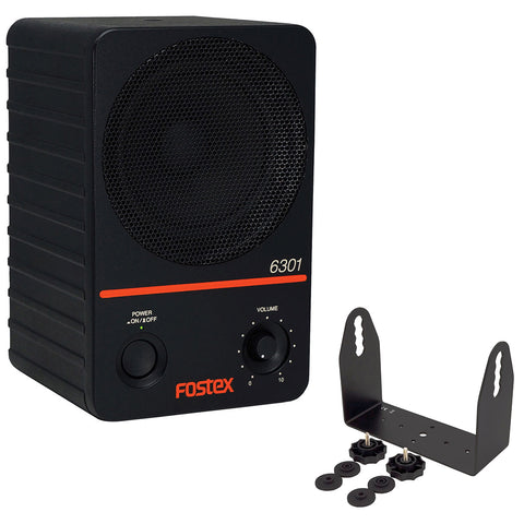 Fostex 6301NE - 4" Active Monitor Speaker 20W D-Class (Single) Bundle with Fostex EB-6301 Mount Bracket