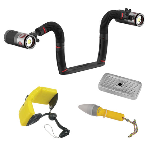 SeaLife Sea Dragon 9000 Light Set with Floating Wrist Strap, Nano Spotter & Silica Gel Metal Case Bundle