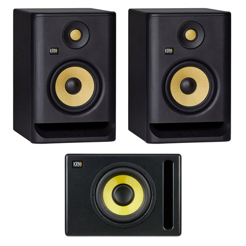 KRK ROKIT 5 G4 5" 2-Way Active Studio Monitor (Pair, Black) Bundle with KRK S10.4 Powered Studio Subwoofer (10")