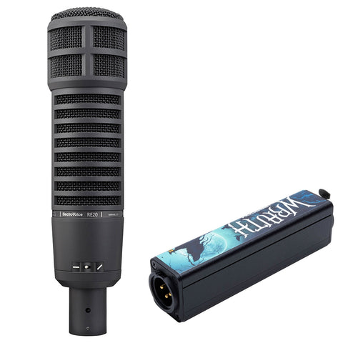 Electro-Voice RE20 Broadcast Announcer Microphone with Variable-D (Black) Bundle with Sescom Wraith Active In-Line Mic Booster