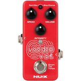 NUX Voodoo Vibe Mini Uni-vibe Guitar Effects Pedal (Red) Bundle with Kopul 10' Instrument Cable, Strukture S6P48 6" Patch Cable Right Angle, and Fender 12-Pack Picks