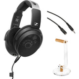 Sennheiser HD 490 PRO Professional Reference Open-Back Studio Headphones Bundle with Stereo Mini Male to Female Extension Cable 25' and HPDS-AW Headphone Stand (Clear)