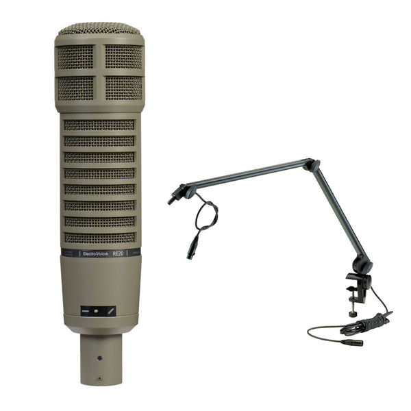 Electro-Voice RE20 Broadcast Announcer Microphone with Variable-D & K&M 23860 Microphone Desk Arm Bundle