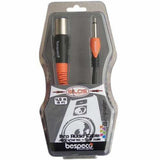 Bespeco SLJM900 1/4" TS Phone Male to XLR Male - Unbalanced Active Speaker Cable (Black/Orange, 29.5')