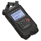 Zoom H4n Pro All Black 4-Track Portable Recorder (2020 Model) with Omnidirectional & Cardioid XLR Lavalier Mic Bundle