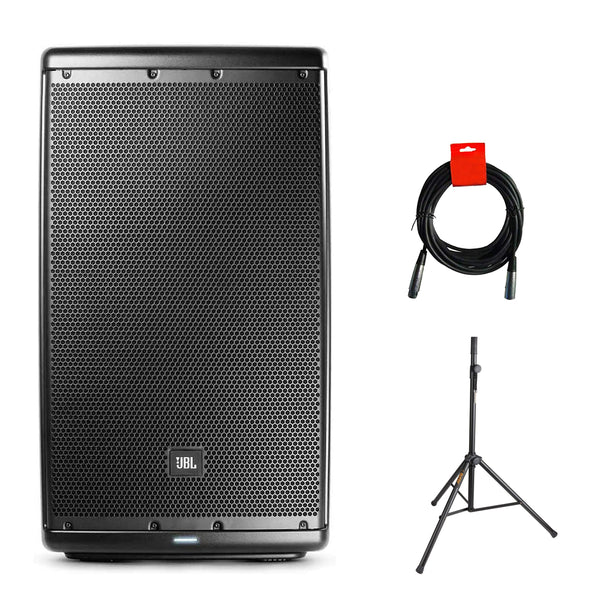 JBL EON615 Two-Way 15" 1000W Powered PA Speaker (Bluetooth) Bundle with Speaker Stand & XLR Cable
