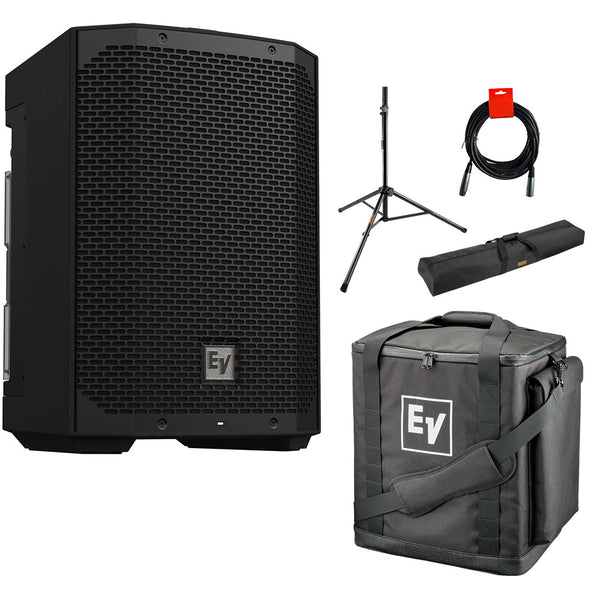Electro-Voice EVERSE 8 8" 2-Way Battery-Powered Loudspeaker with Bluetooth Audio and Control Bundle with Electro-Voice Padded Tote Bag, SS-47S Steel Speaker Stand with Tripod Base, 51" Stand Bag, and 20-Inch XLR-XLR Cable