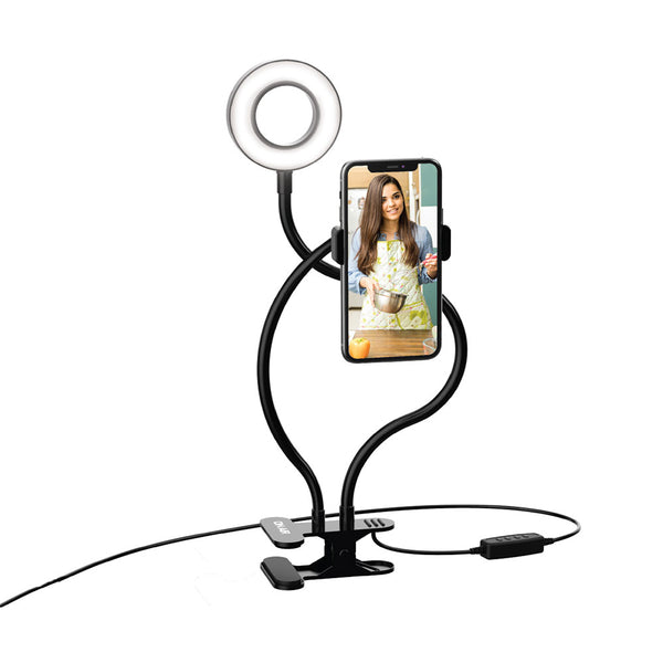 Kellards 3.5" Selfie Ring Light Flex Duo Phone Holder with Clip-On Grip Mount