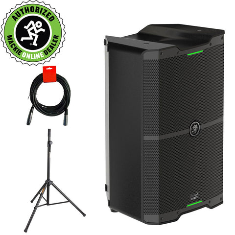 Mackie SRM210 V-Class 10" 2000W Powered Loudspeaker with Speaker Stand & XLR-XLR Cable Bundle