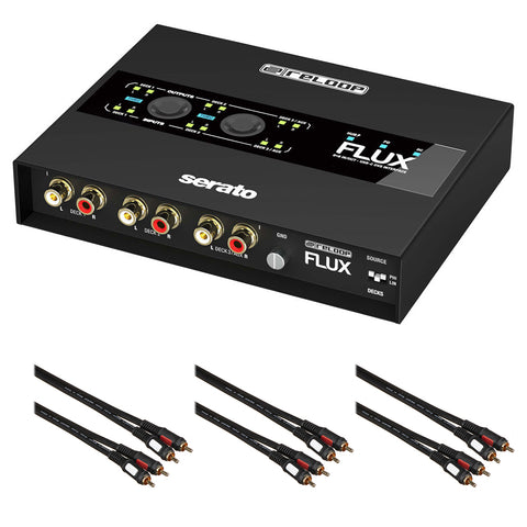 Reloop Flux 6x6 USB-C DVS Interface for Serato DJ Pro Bundle with 3x Pearstone 2 RCA Male to 2 RCA Male Audio Cable (6')