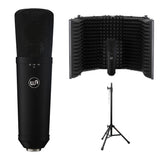 Warm Audio WA-87 R2 Multi-Pattern Condenser Microphone (Black) Bundle with Metal Reflection Filter and Filter Tripod Mic Stand