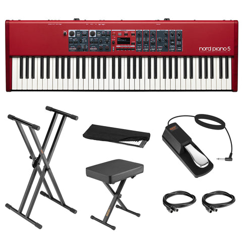 Nord Piano 5 73-key Digital Stage Synth/Piano Bundle with Keyboard Stand, Piano Bench, Sustain Pedal, 2x MIDI Cable & Cover