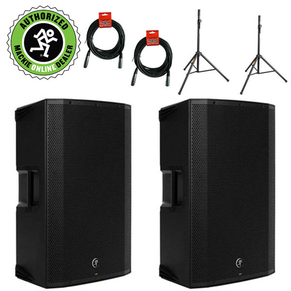 Mackie Thump15BST Boosted -1300W 15" Advanced Powered Loudspeakers (Pair) with (2) SS-4420 Steel Speaker Stand and (2) XLR-XLR Cable
