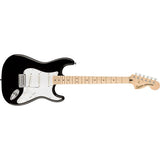 Squier by Fender Affinity Series Stratocaster, Maple fingerboard (Black) Bundle with Fender Mustang Micro Headphone Amp, Guitar Strap, 10ft Instrument Cable, FT-1 Clip-On Tuner, 12-Pack Picks, and Headphone