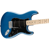 Squier by Fender Affinity Series Stratocaster (Maple fingerboard, Lake Placid Blue) Bundle with Fender 10ft Cable (Straight/Straight), Fender Guitar 12-Pack Picks, and Fender 2" Guitar Straps