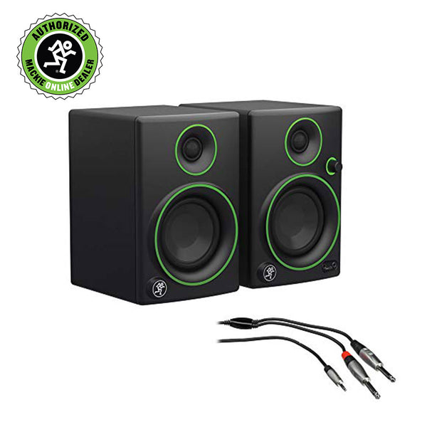 Mackie CR3 3" Woofer Creative Reference Multimedia Monitors (Pair) with REAN 3.5mm TRS to Dual 1/4" TS Pro Stereo Breakout Cable (3')