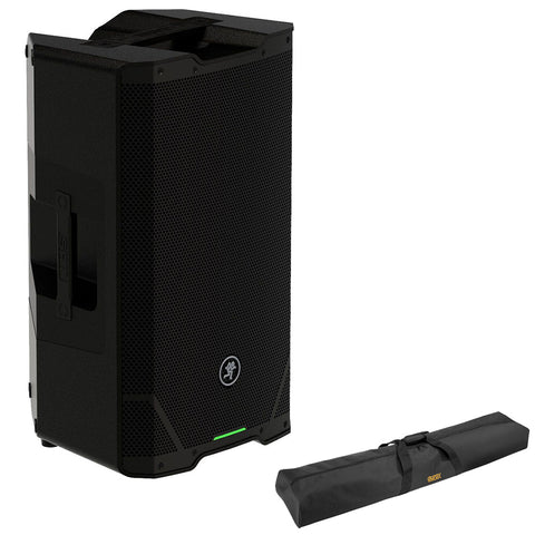 Mackie SRT212 Two-Way 12" 1600W Powered Portable PA Speaker Bundle with Speaker Stand Bag