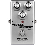 NUX Steel Singer Drive Pedal Overdrive Effect Pedal Bundle with Kopul 10' Instrument Cable, Strukture S6P48 6" Patch Cable Right Angle, and Fender 12-Pack Picks