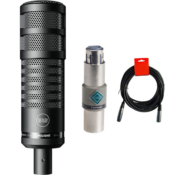 512 Audio Limelight Dynamic Vocal XLR Microphone for Podcasting, Broadcasting and Streaming, Black (512-LLT) Bundle with Triton Audio Fethead In-Line Microphone Preamp and XLR-Cable