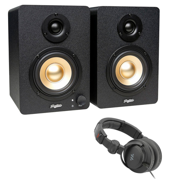 Headliner HD3 3.5" Multimedia Reference Speakers (Pair) Bundle with Studio Pro Monitor Headphones