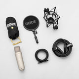 Rode NT1 (Silver)5th Generation Hybrid Studio Condenser Microphone Bundle with Desk/mic Stand Reflection Filter and Reflection Filter/tripod Micstand