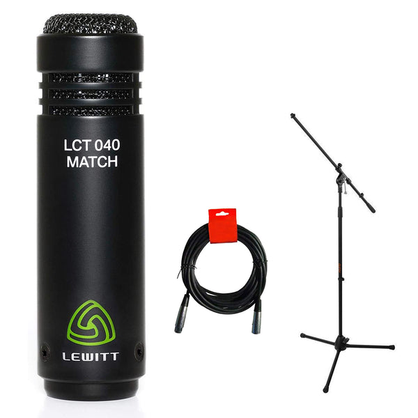 Lewitt LCT 040 MATCH Small Diaphragm Instrument Condenser Microphone Bundle with Tripod Microphone Stand and XLR-XLR Cable