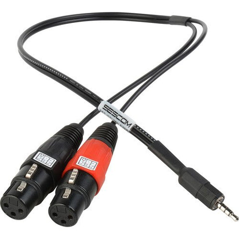 Sescom Dual Female XLR to 3.5mm TRRS Plug - Line to Mic Level Summing Cable for Mobile Devices (12")