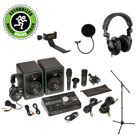 Mackie Studio Kit with 3" Monitors, Monitor Controller, Headphones, 2x Microphones, Mic Stand, Holder, HPC-A30 Headphone & Pop Filter Bundle