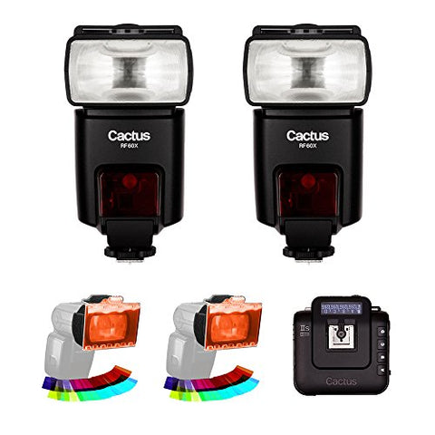 Cactus RF60x Wireless Flash (2-Pices) with Cactus Wireless Flash Transceiver V6 IIs & EZ-Flip Gel Set (2-Pack) Kit