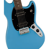 Fender Squire Sonic Mustang Electric Guitar, California Blue, Laurel Fingerboard Bundle with FE620 Electric Guitar Gig Bag, 351 Classic Celluloid Guitar Picks, and Pro Straight/Angle Instrument Cable