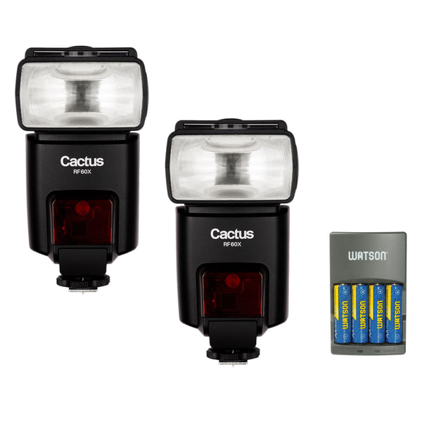 Cactus RF60x Wireless Flash (2-Pack) with 4-Hour Rapid Charger (4AA Rechargeable Battery)