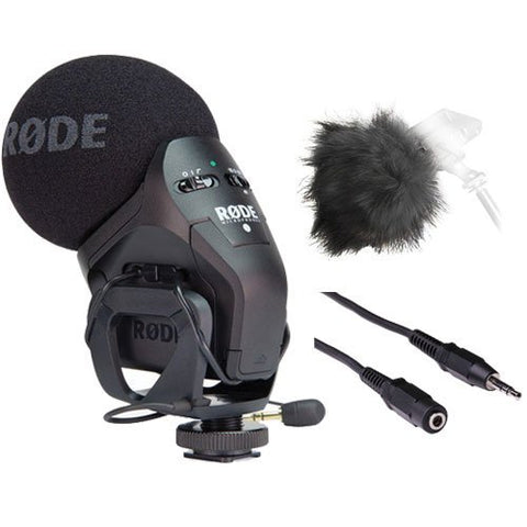 Rode Stereo VideoMic Pro w/ Mini Male to Female Cable & sham Fur Windshield