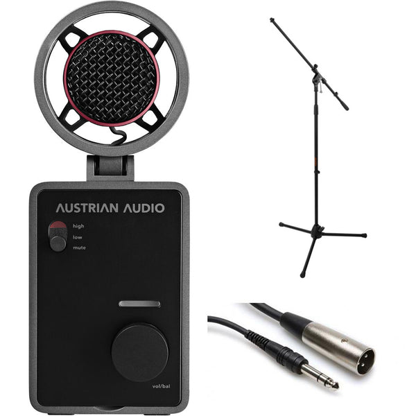Austrian Audio MiCreator Studio USB-C Microphone Bundle with Mic Stand with Fixed Boom and XLR to TRS Cable