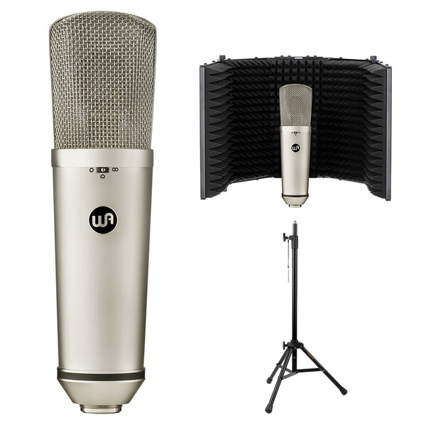 Warm Audio WA-87 R2 Large Diaphragm Condenser Microphone (Nickel) Bundle with Reflection Filter & Mic Stand