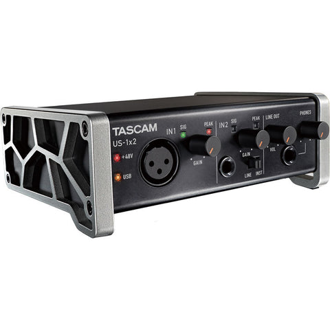 Tascam US-1x2 USB Audio/MIDI Interface with Microphone Preamps and iOS Compatibility